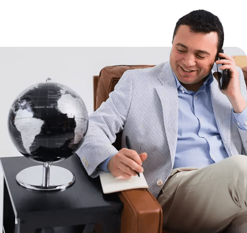 Sam Pastor taking a client call